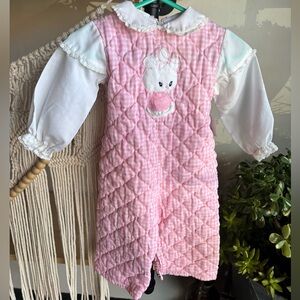 Vintage Pink Quilted Baby Romper